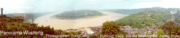 Panorama of the old town by the Jialing River